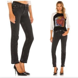 We The Free freeblack straight Legged frayed Black Denim Jeans